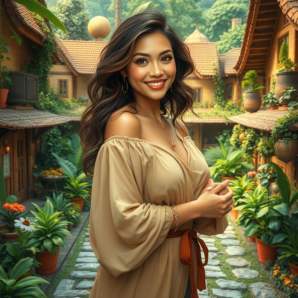 Effortless Beauty in a Vibrant Solarpunk Village