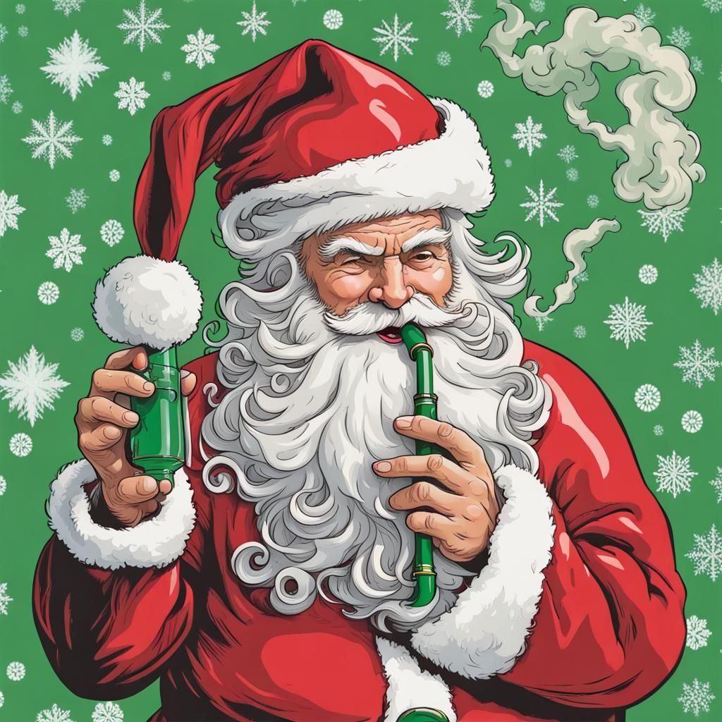 Santa Claus Smoking a Bong