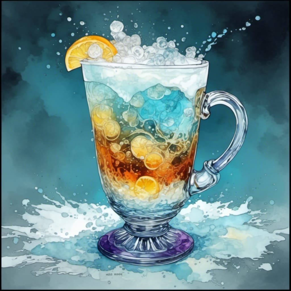 Effervescent Drink Swirling into Crystal Tankard