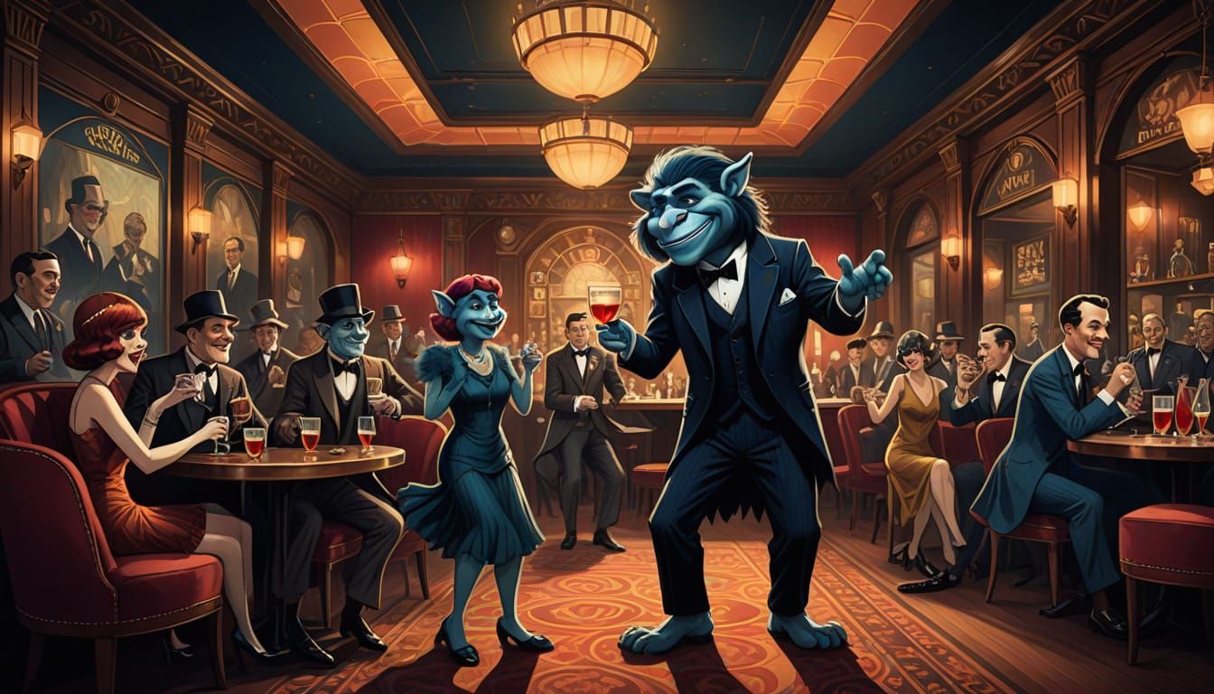 Troll Speakeasy: A 1920s Style Illustration