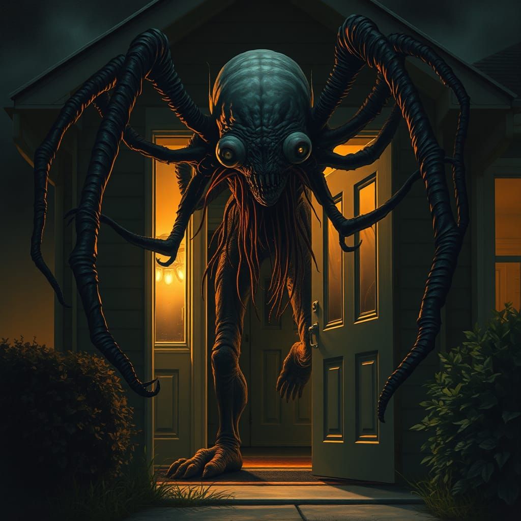 Eldritch Abomination Looms: A Dark Surrealist Horror