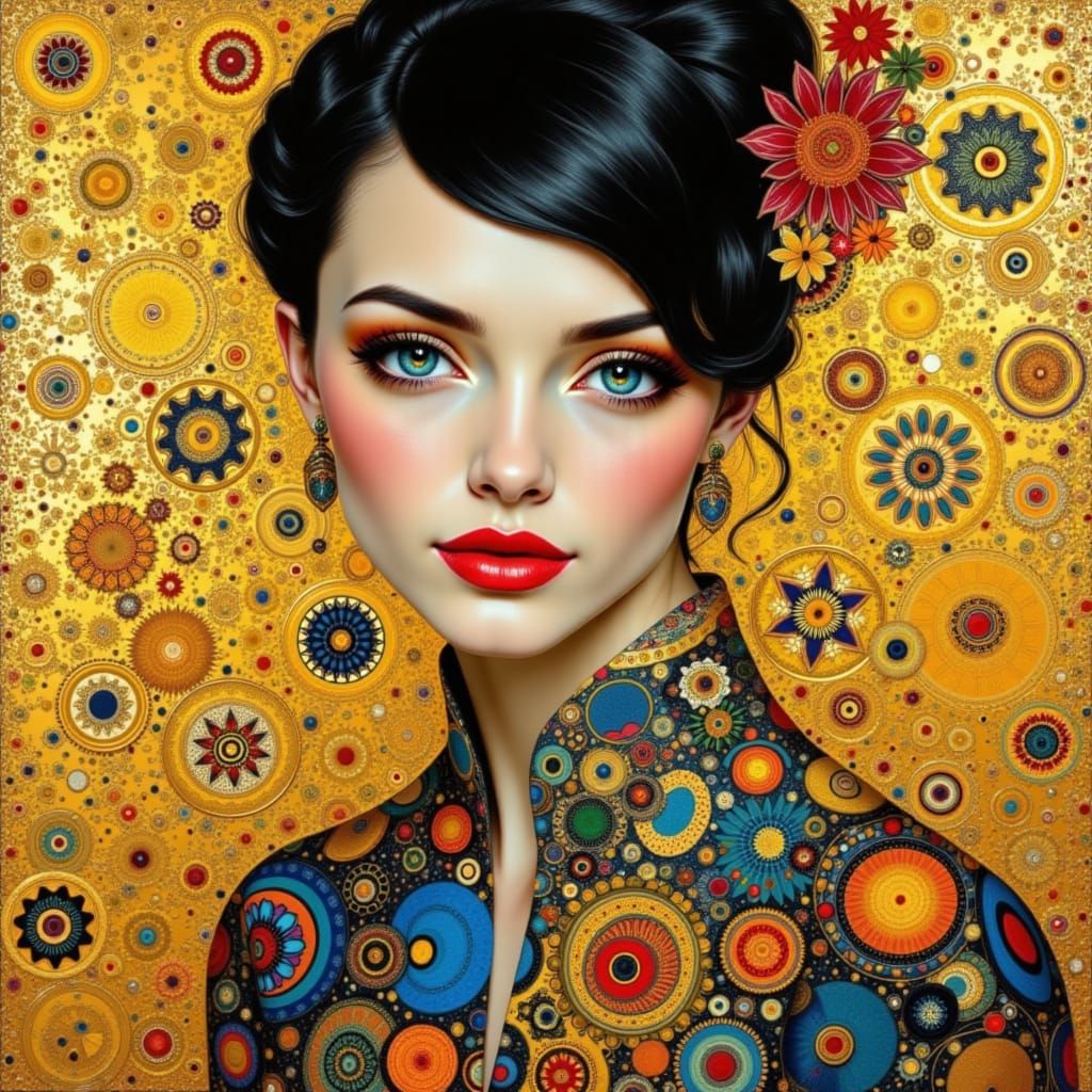 Ornate Portrait in Art Nouveau Style