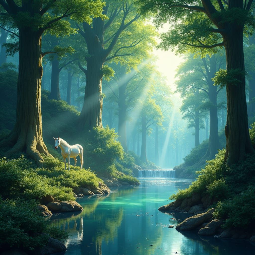Enchanted Forest with Fairies and Unicorns
