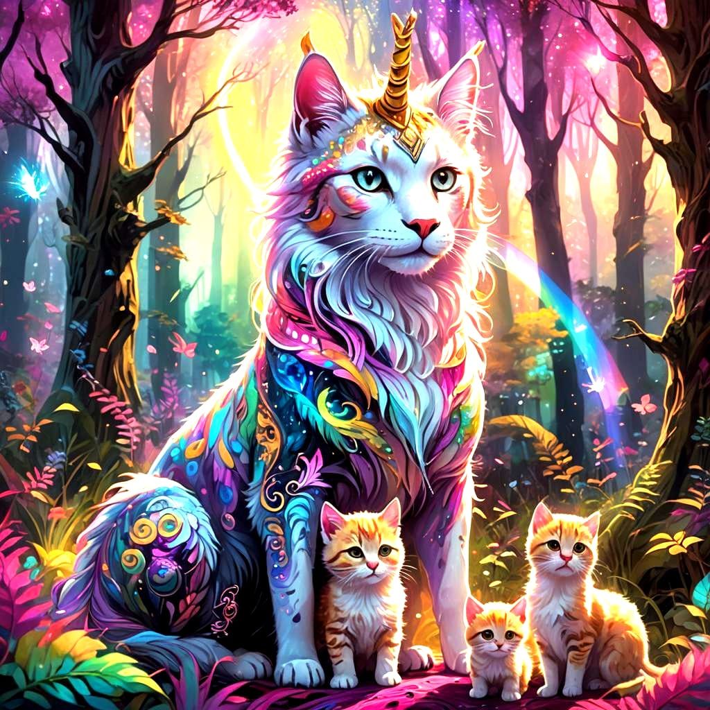 Rainbow, Unicorn, and Kittens: Detailed Matte Painting