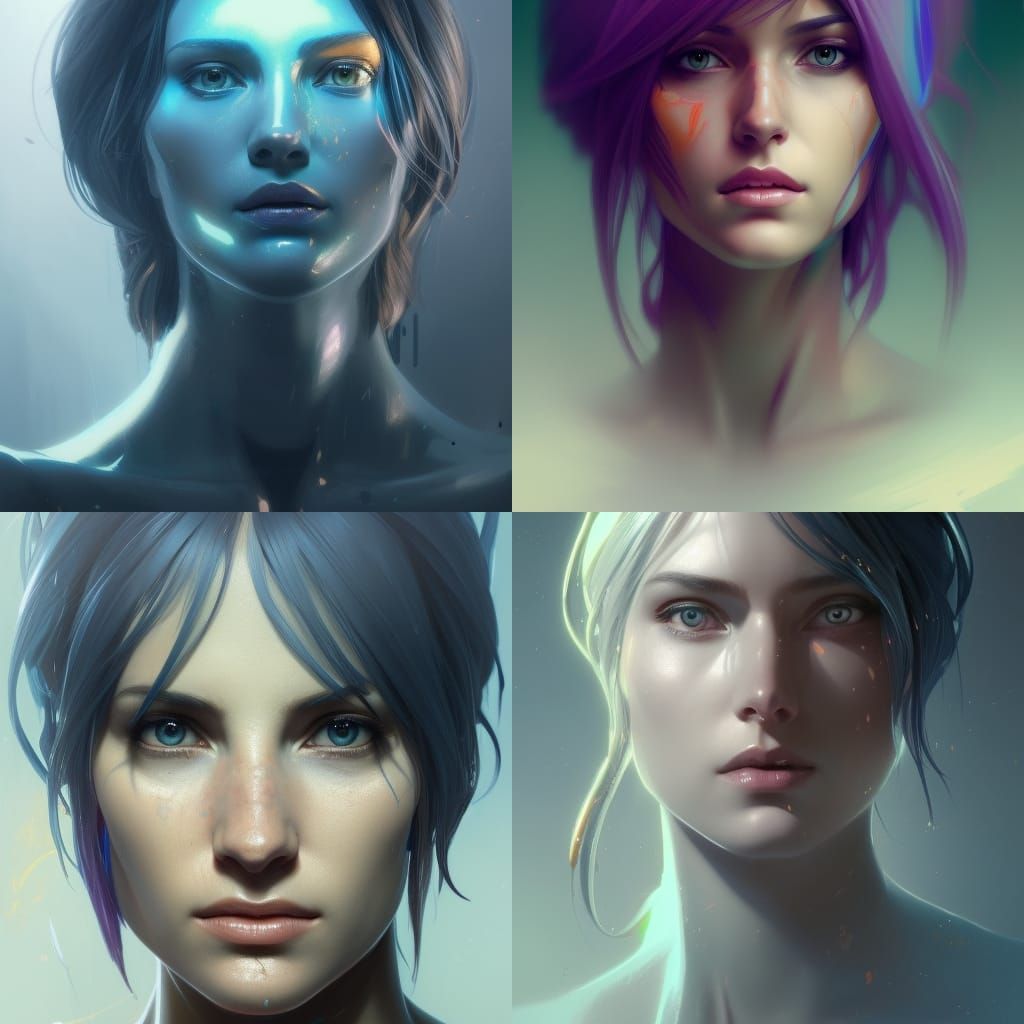 Cortana Portrait in Hyperdetailed Concept Art Style
