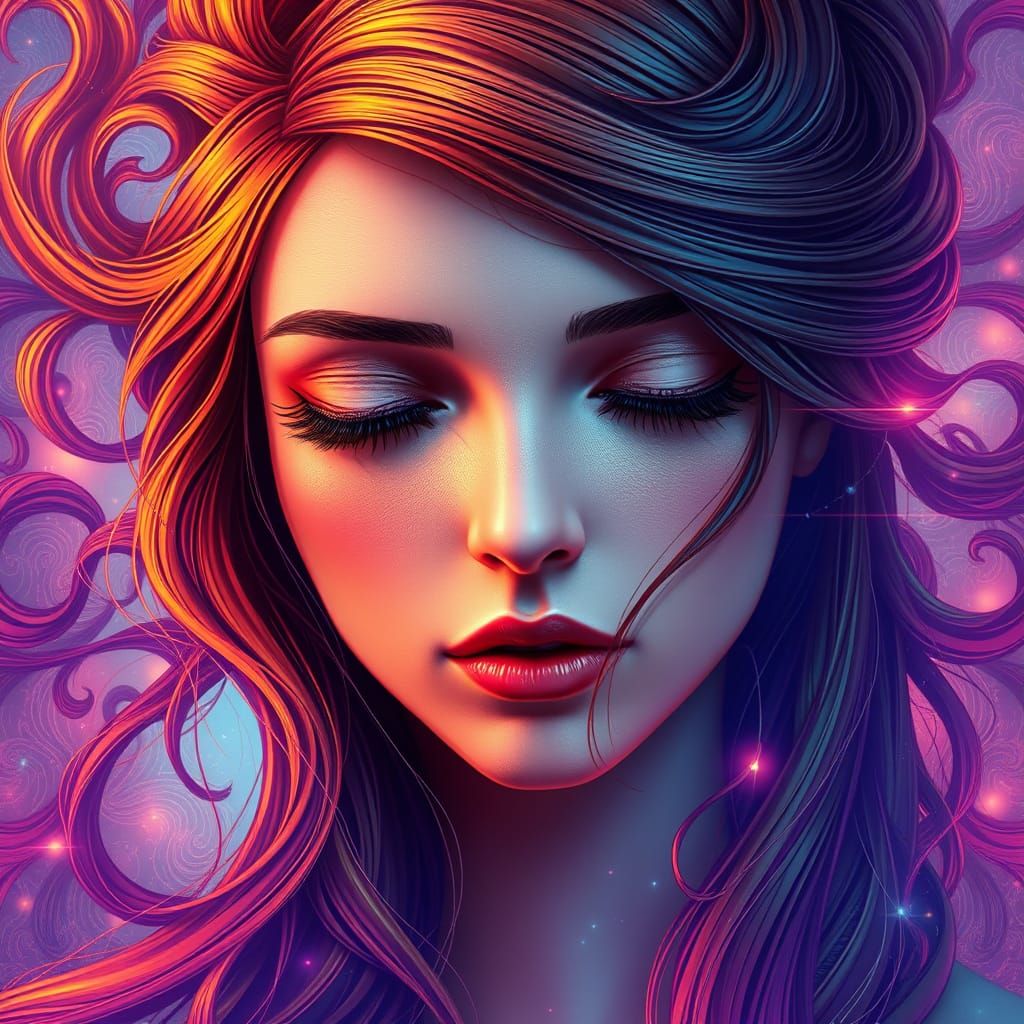 Ethereal Woman in Dreamy Surroundings, Hyper-Detailed Digita...