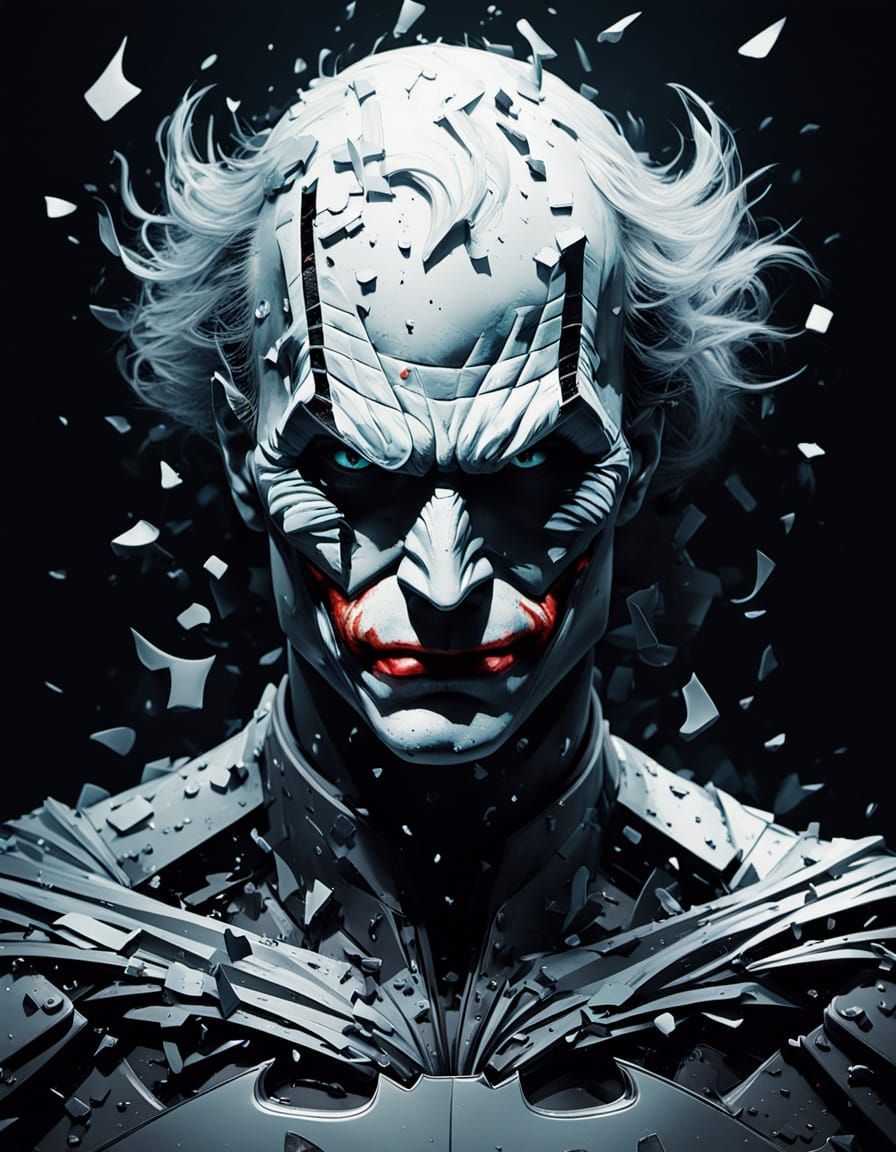 Batman and Joker Jigsaw Portrait in Glitch Art