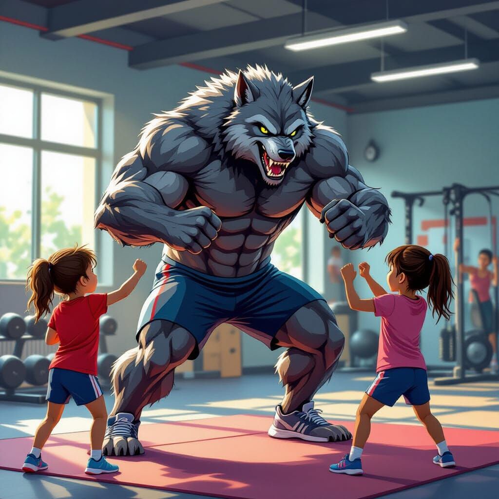 Werewolf Trainer Teaches Self-Defense in Gym Art