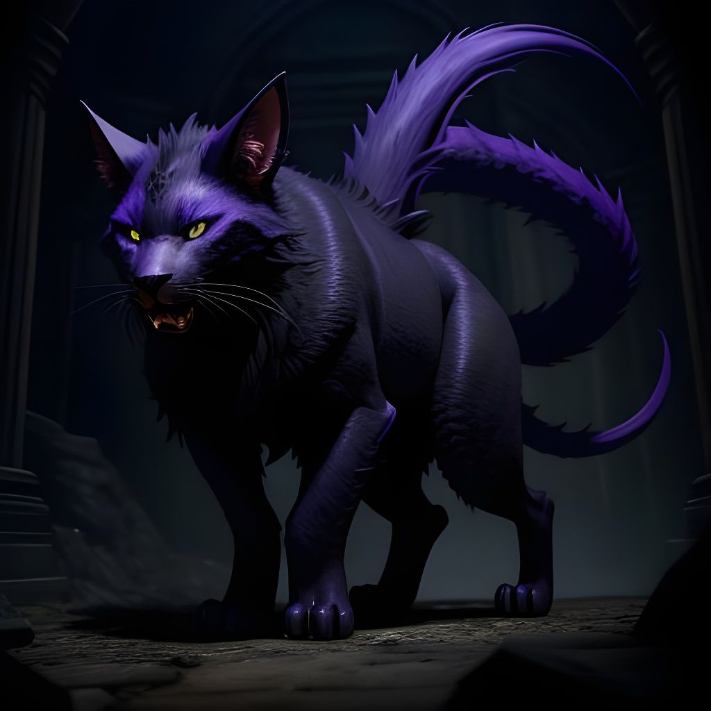 Displacer Beast in a Dimly Lit Dungeon