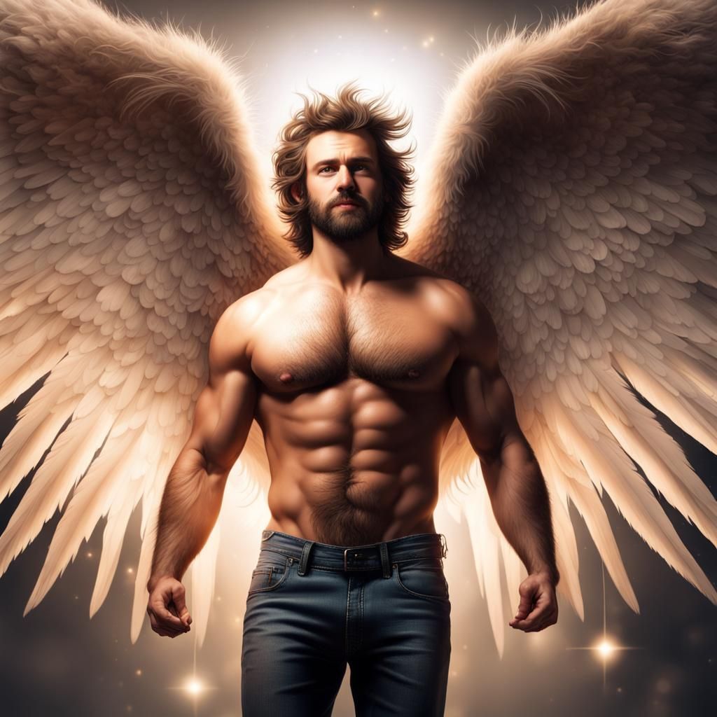 Angelic Muscle Man Lands in Eden