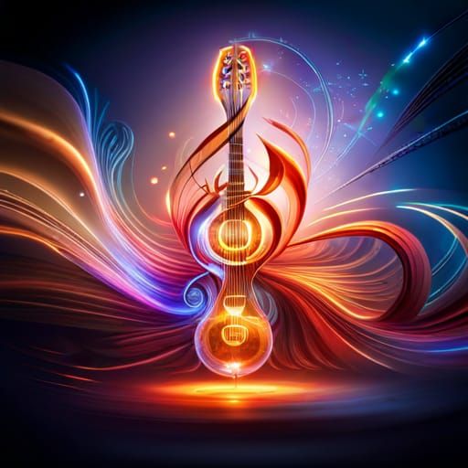 Magical Glass Music Notes with Instruments