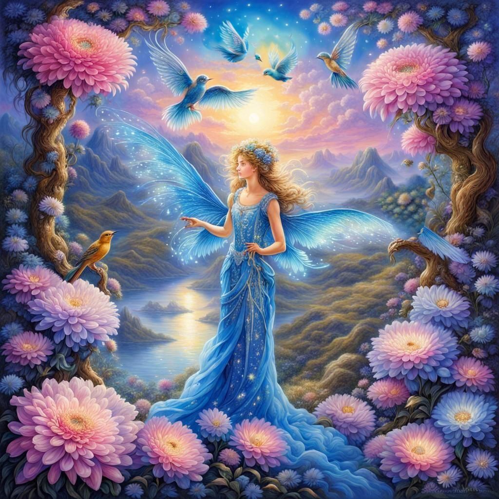 Luminous Chrysanthemum Fairy in Moonlit Kingdom