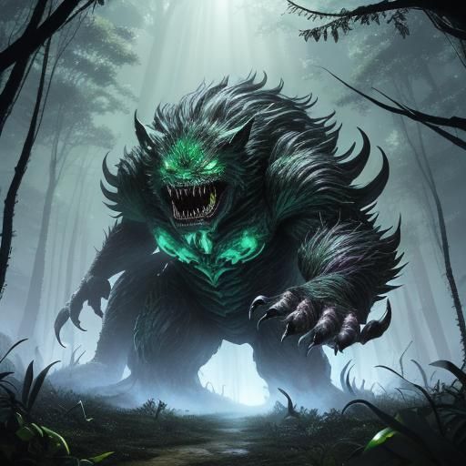 Majestic Emerald Scaled Monster of the Forest