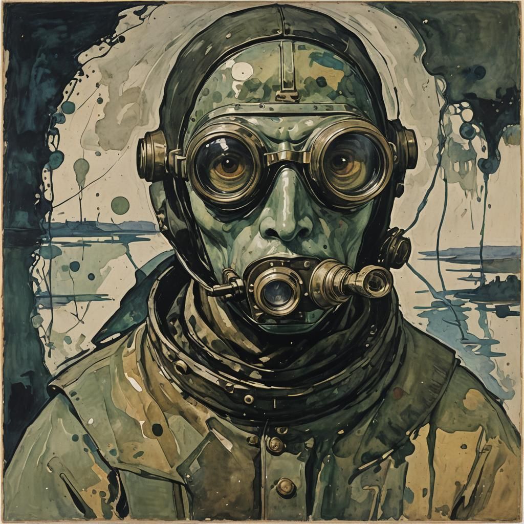 Surreal Googly-Eyed Vampire Diver Portrait