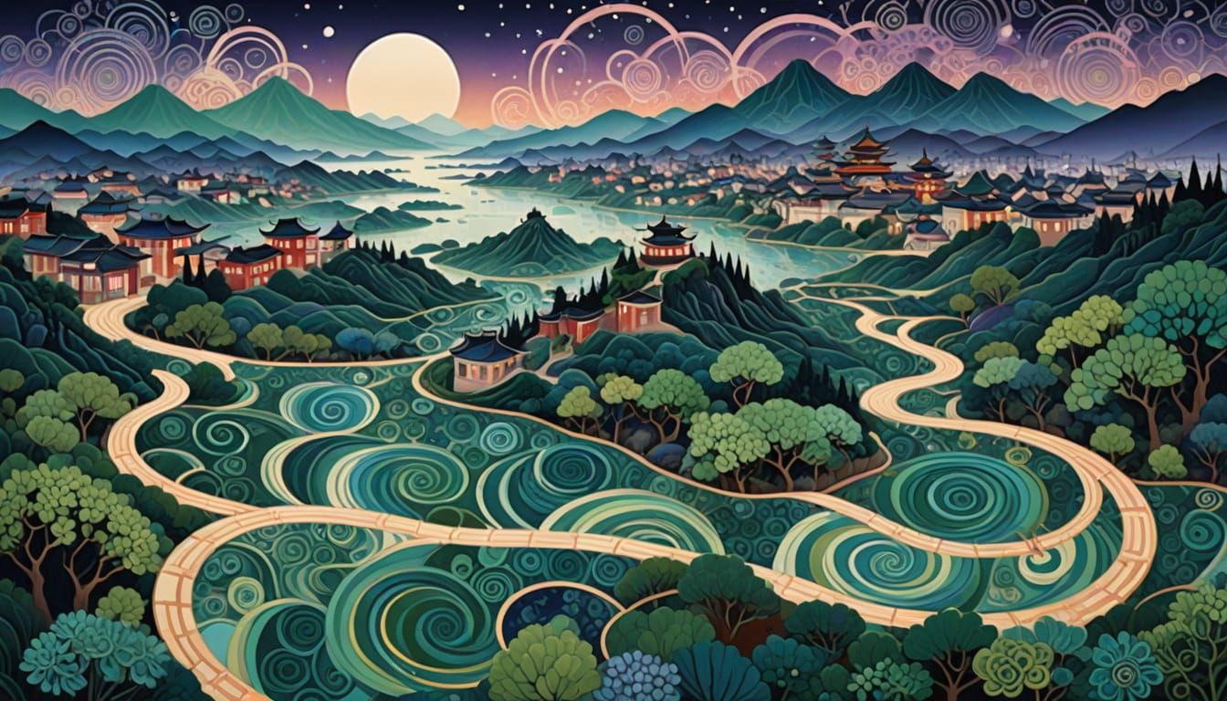 Cosmic Highway Unfolds Across Dreamlike Cityscape