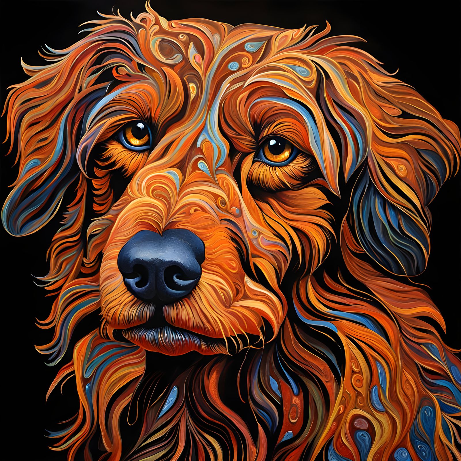 Intricate Filigree Art of a Brown Dog
