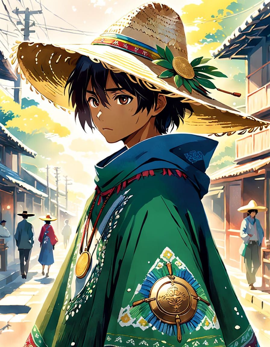 Vibrant Mexican Warrior in Prideful Stance