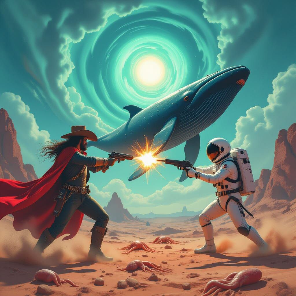 Surreal Alien Shootout with Squid Weapons