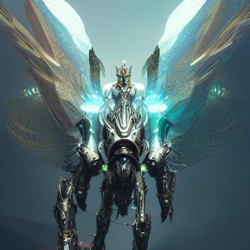 Futuristic Mechanical Angel Knight Concept Art