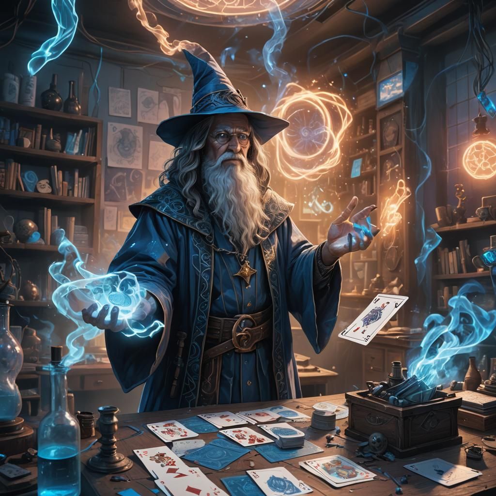 Maniacal Wizard in Laboratory: Sci-Fi Fantasy Art