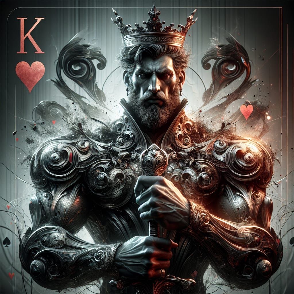 King of Hearts Necromancer Card in Digital Art Style