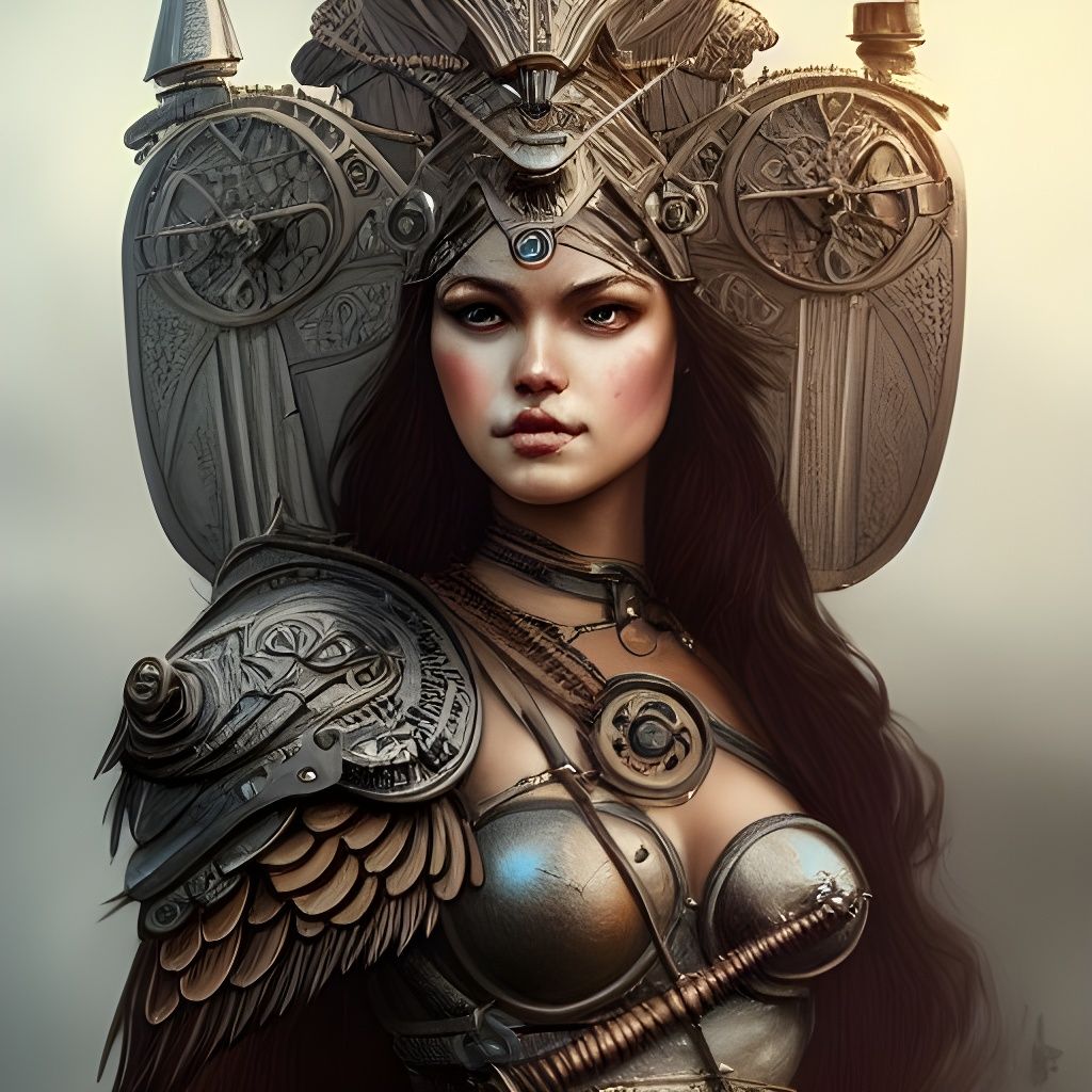 Steampunk Valkyrie in Intricate Armor Digital Art