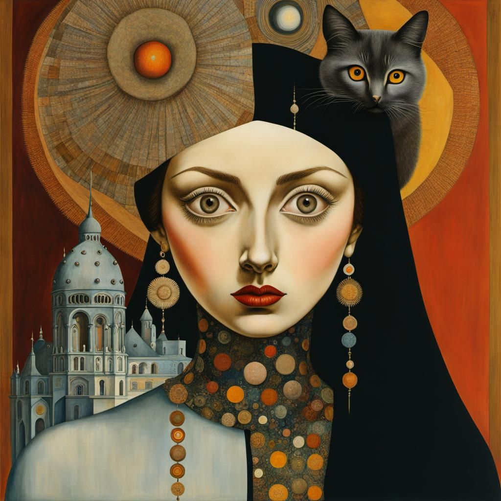 Surreal Mixed Media Collage with Optical Illusions