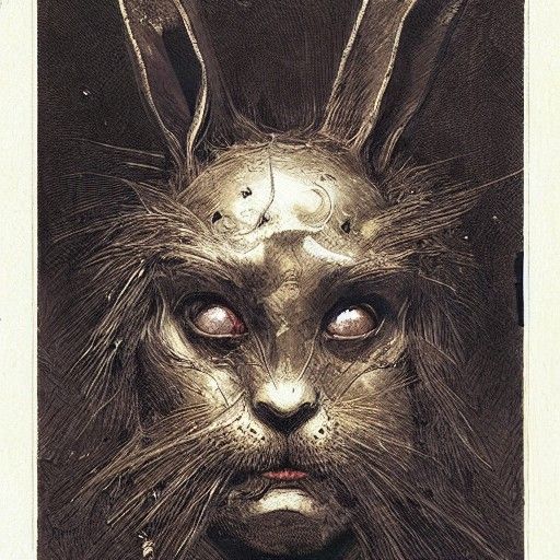 Horror Rabbit Mask in Doré Rutkowski Style