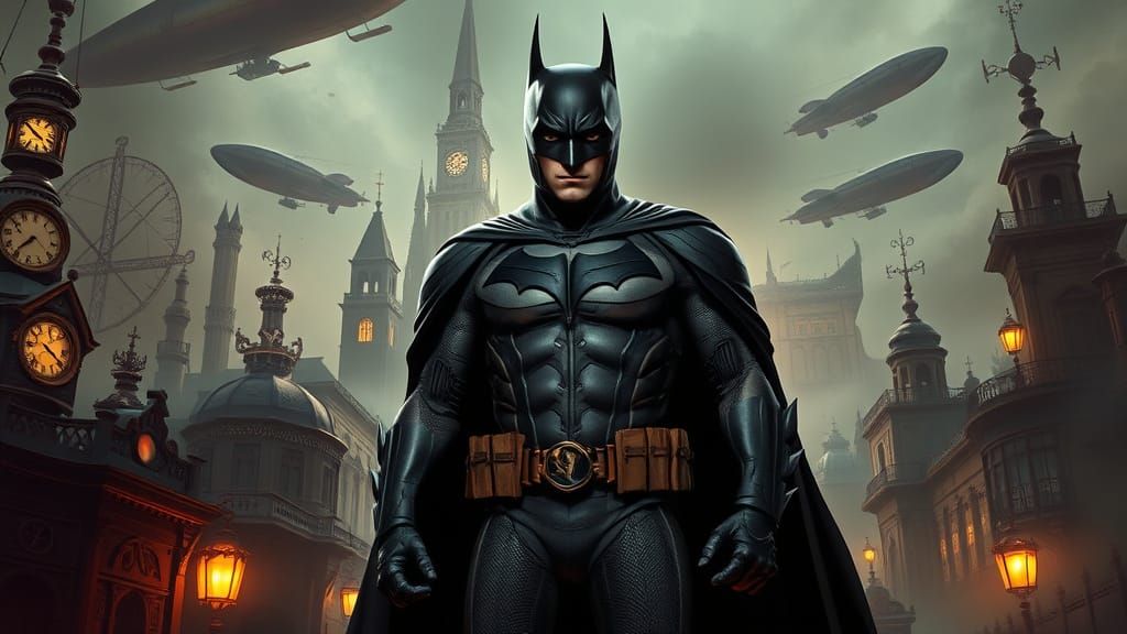 Steampunk Batman in Victorian Metropolis