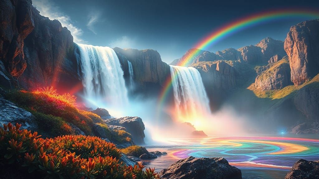 Breathtaking Landscape of Liquid Light and Glowing Crystals