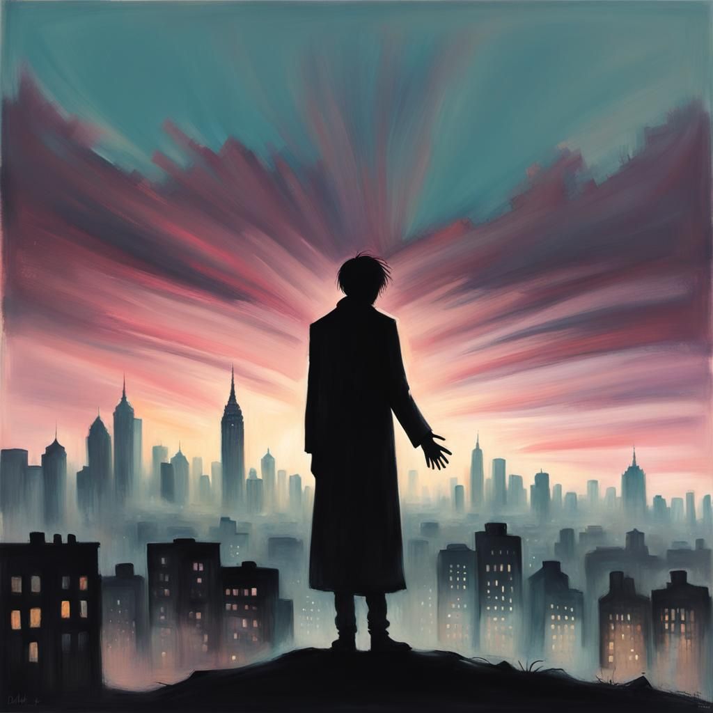 Silhouette Painting: Figure Fading from Reality