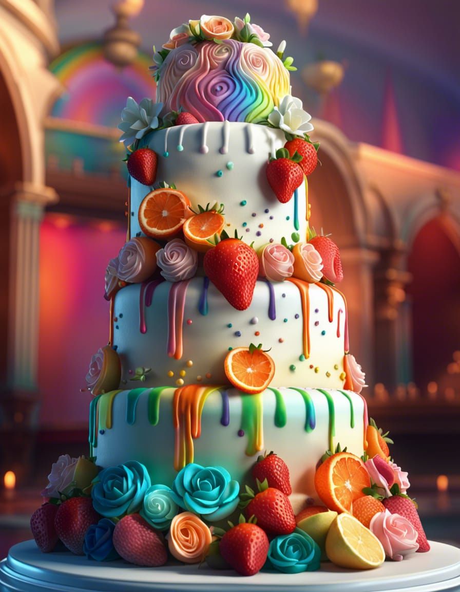 Rainbow Wedding Cake Concept Art