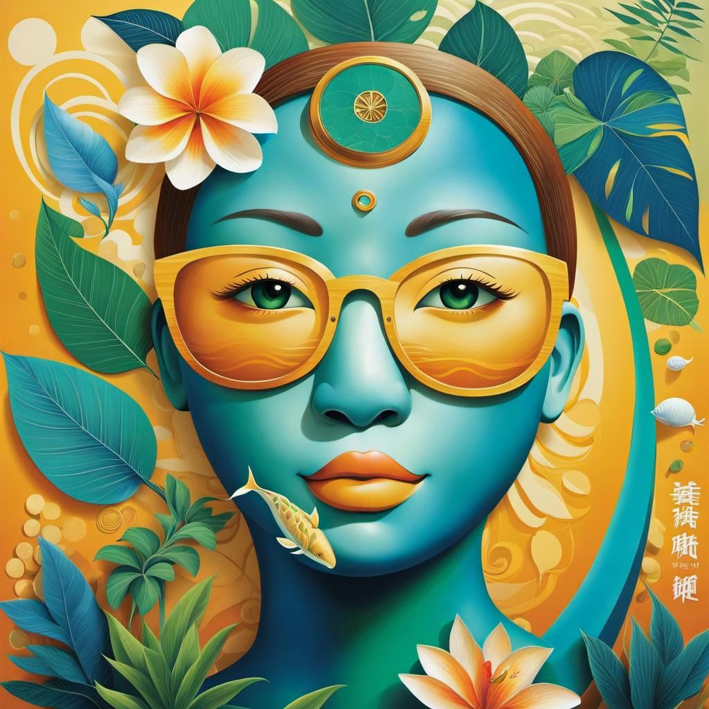 Harmonious City and Sea: Dugong Home in Gouache Style