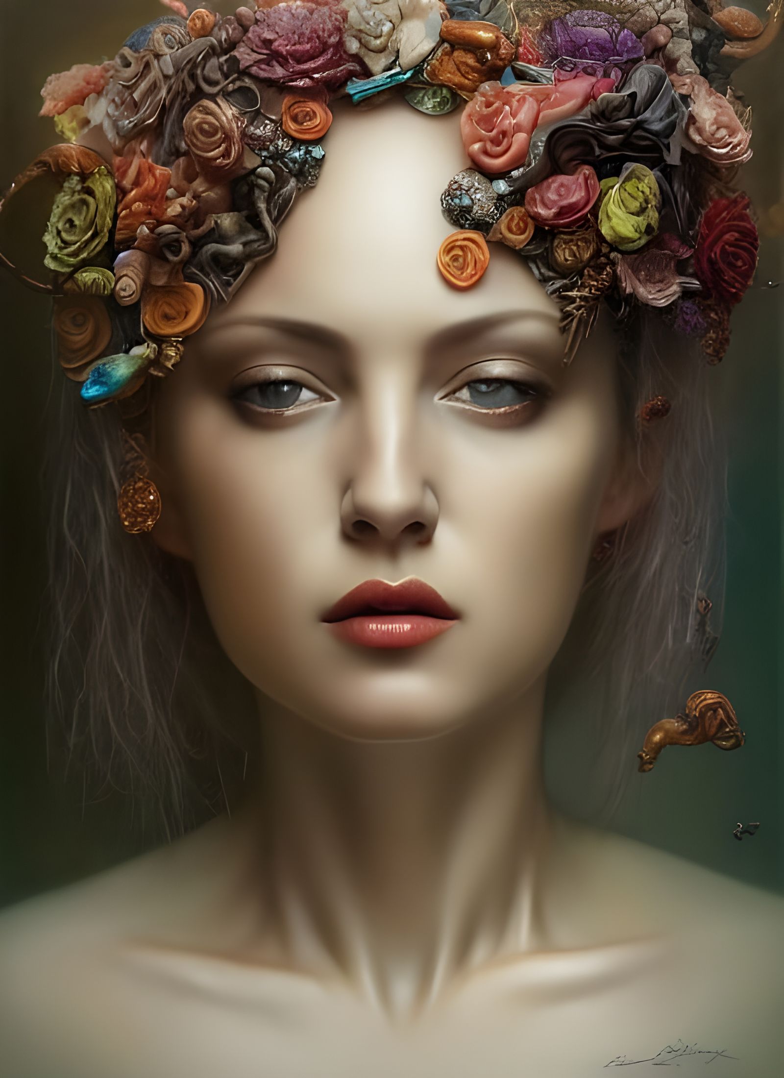 Hyperrealistic Queen of Seduction in Dark Academia