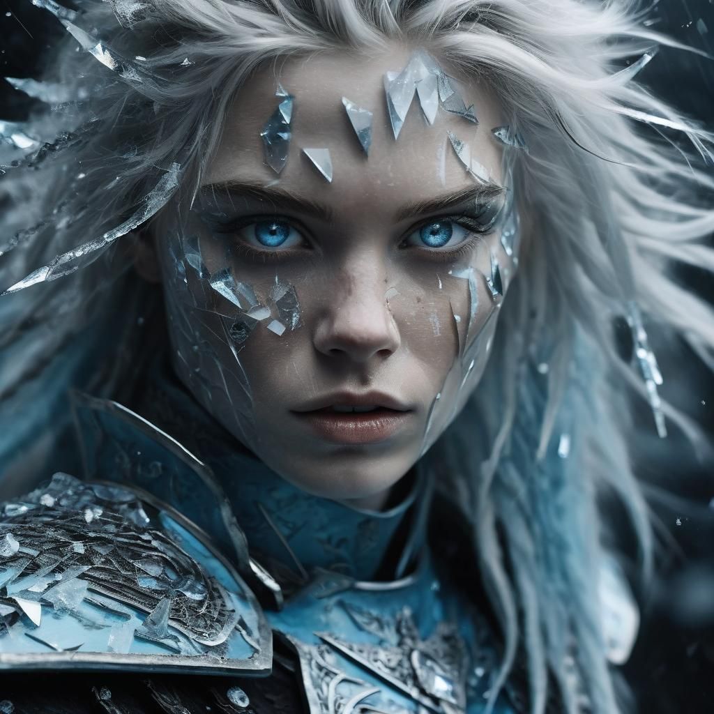 Icy Warrior in Gothic Dark Fantasy Style