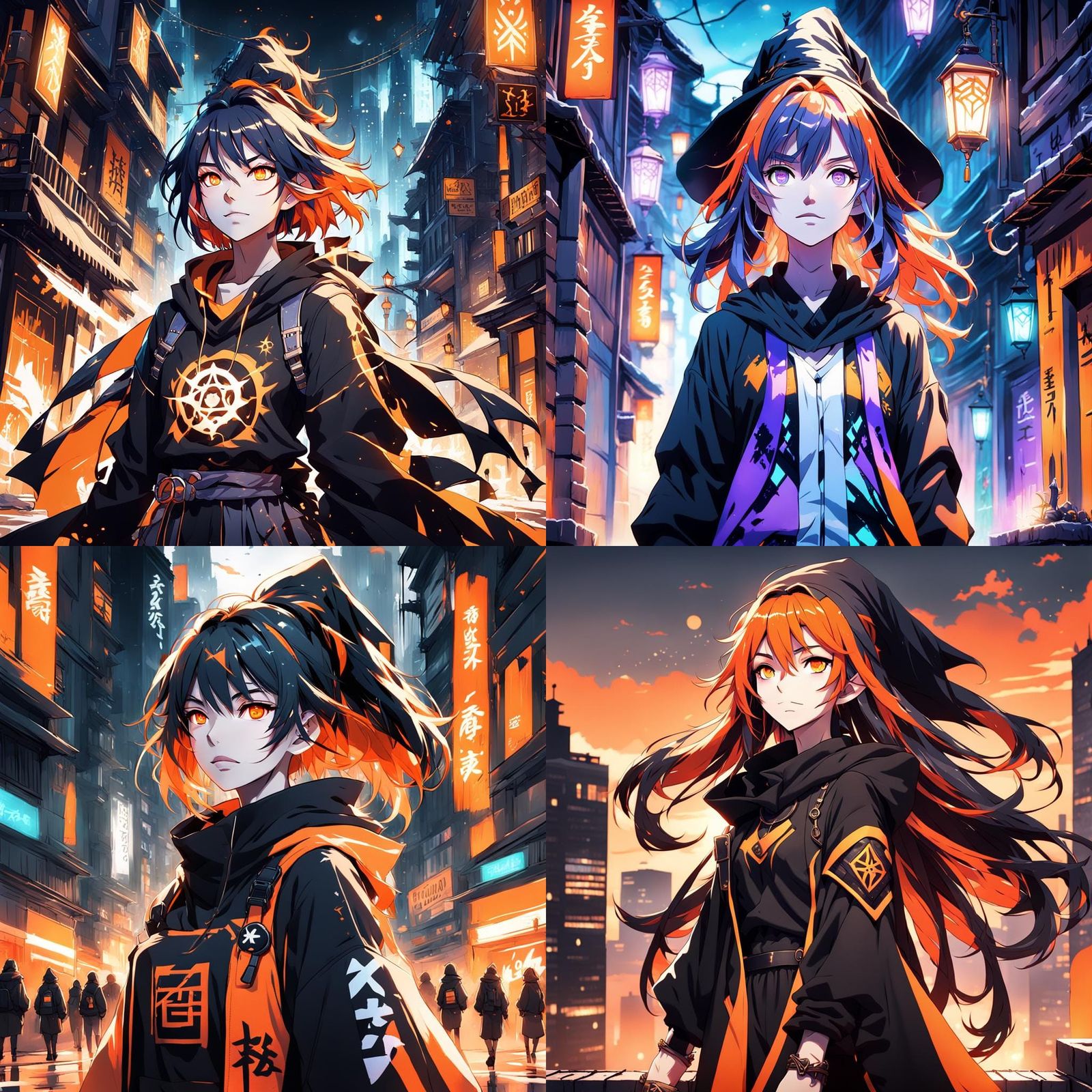 Anime Witch in Streetwear, Cel-Shaded Style