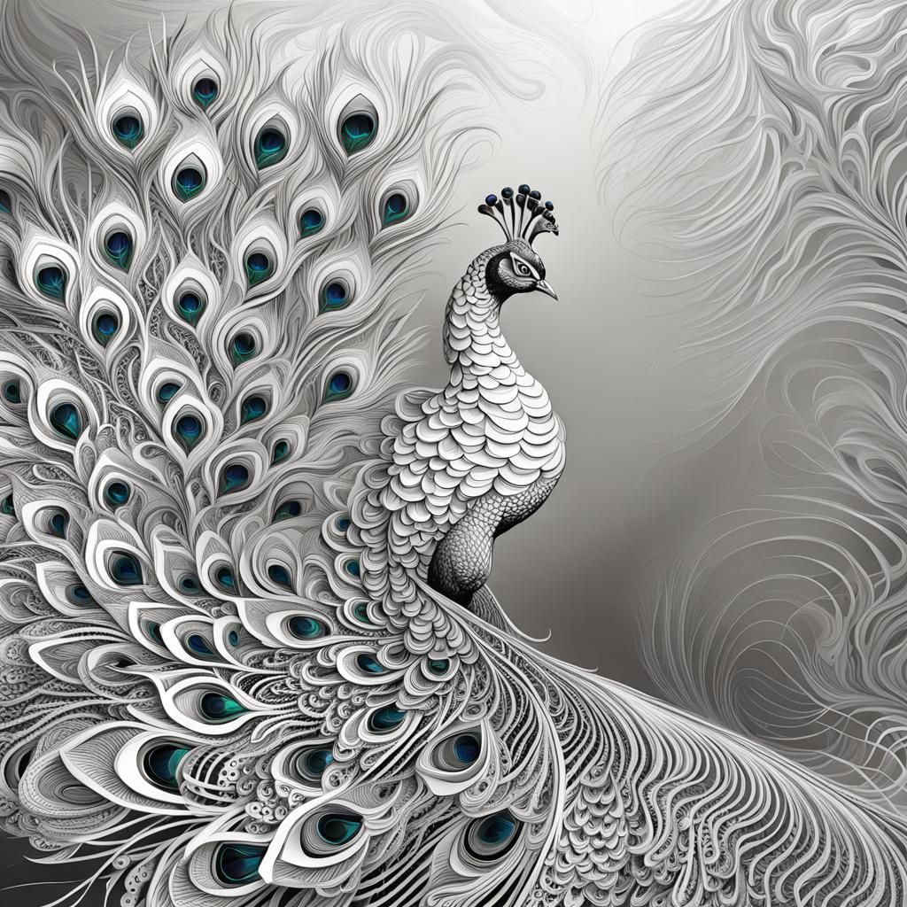 Abstract Peacock Fractal with 3D Shading
