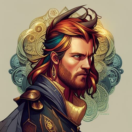 Steampunk Viking Warrior in Digital Painting Style