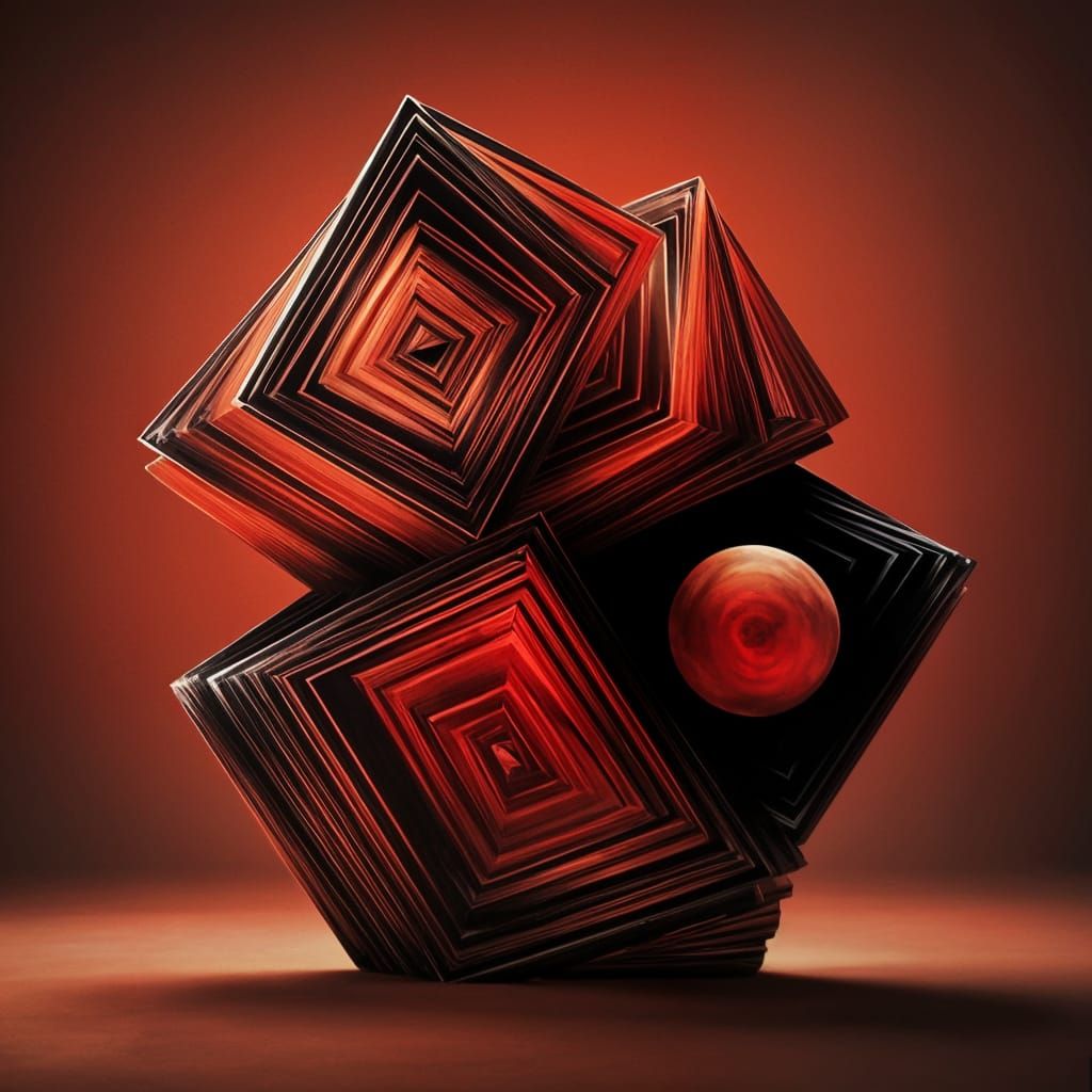 Abstract Geometric Art: Anger and Despair in Red