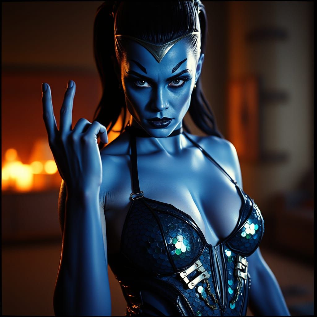 Mystique's Mesmerizing Mid-Transformation Cinematic Portrait
