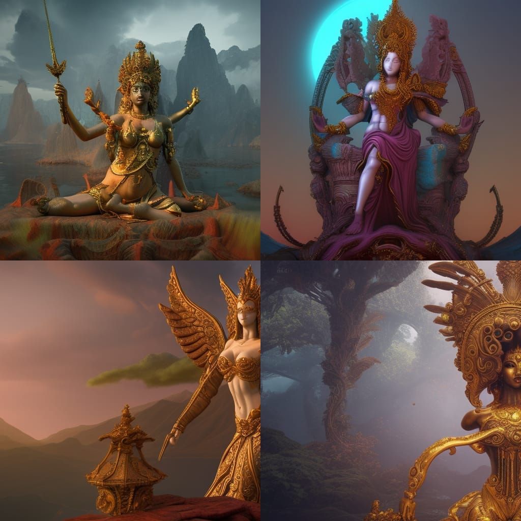 Detailed Goddess Statue Concept Art
