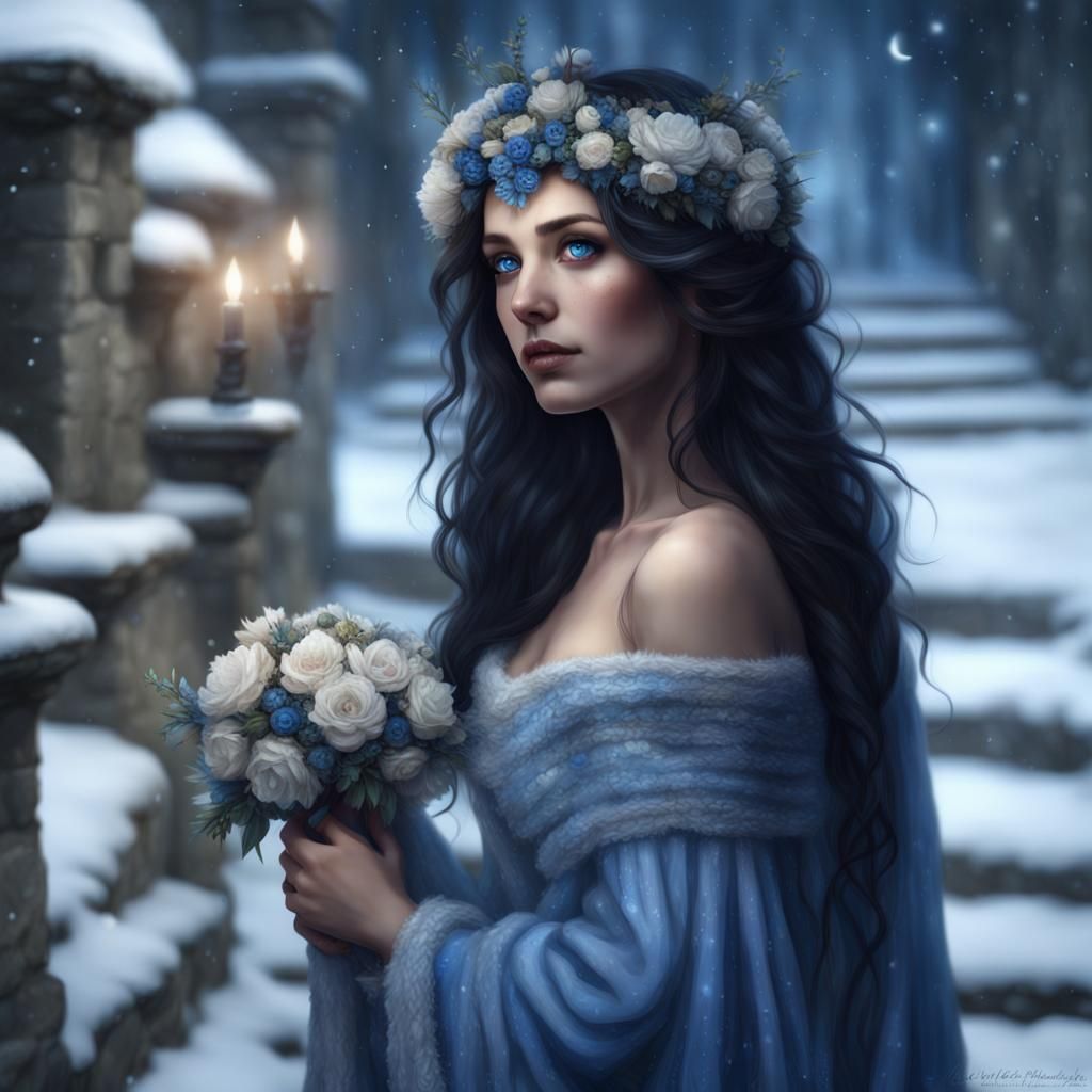 Fairytale Woman Enters Castle, Detailed Matte Painting