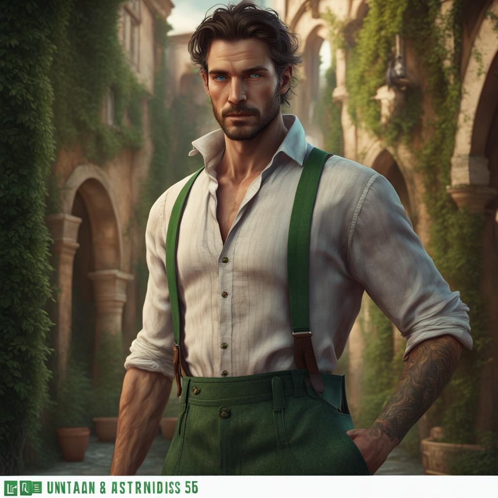 Mysterious Italian Man in Linen, Detailed Digital Art