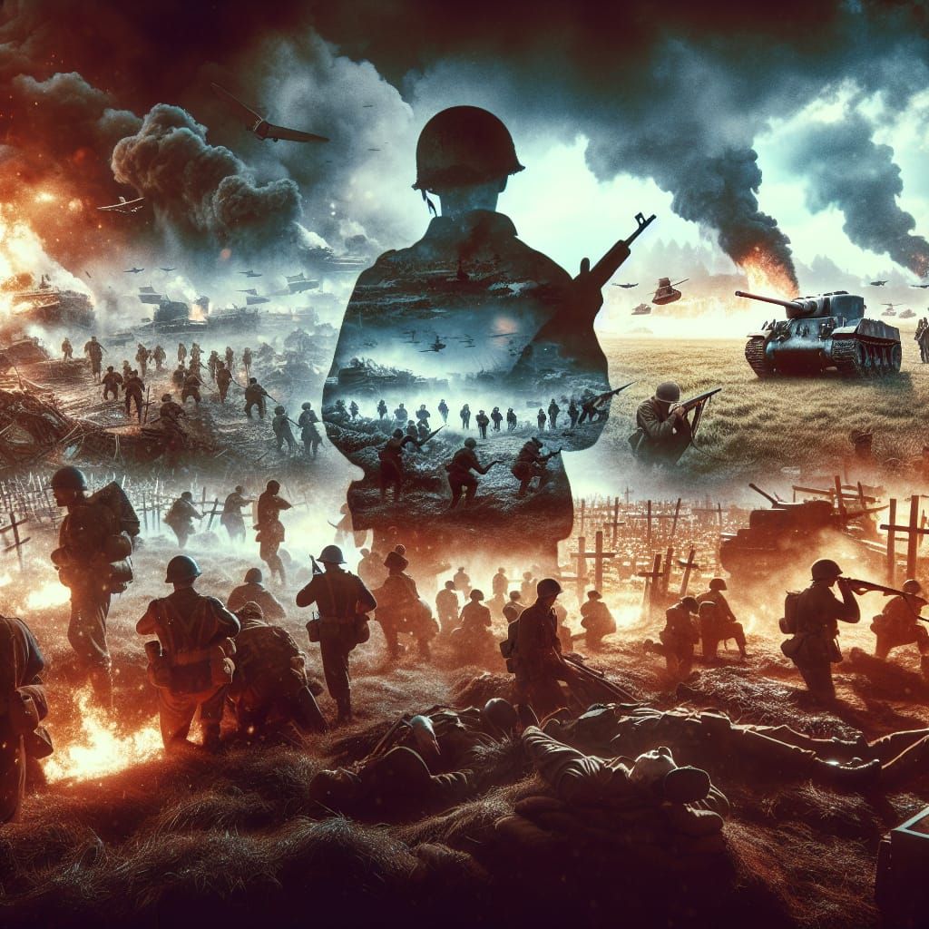 Dramatic Double Exposure: WWII Battlefield and Cemetery