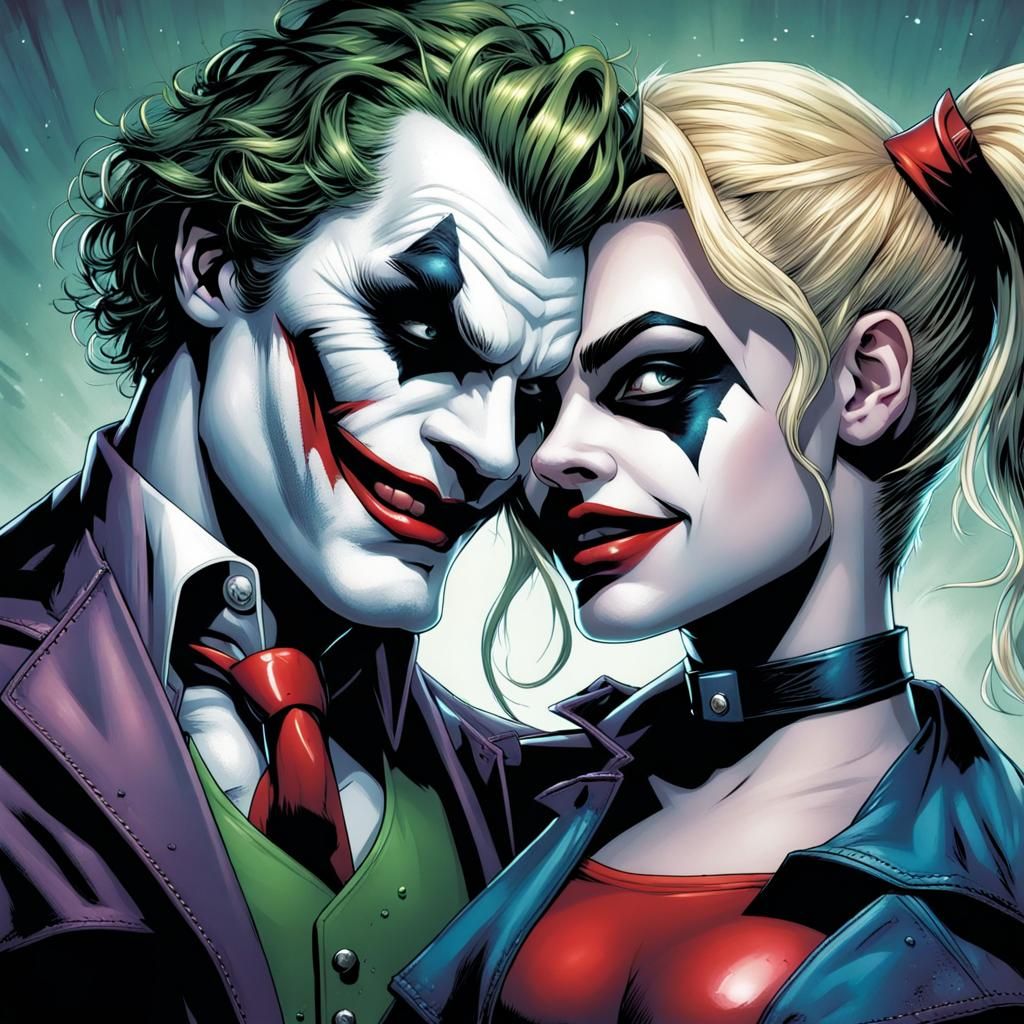 Joker and Harley Quinn Inspired Comic Art