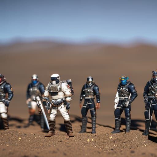 Space pirates action figures diorama