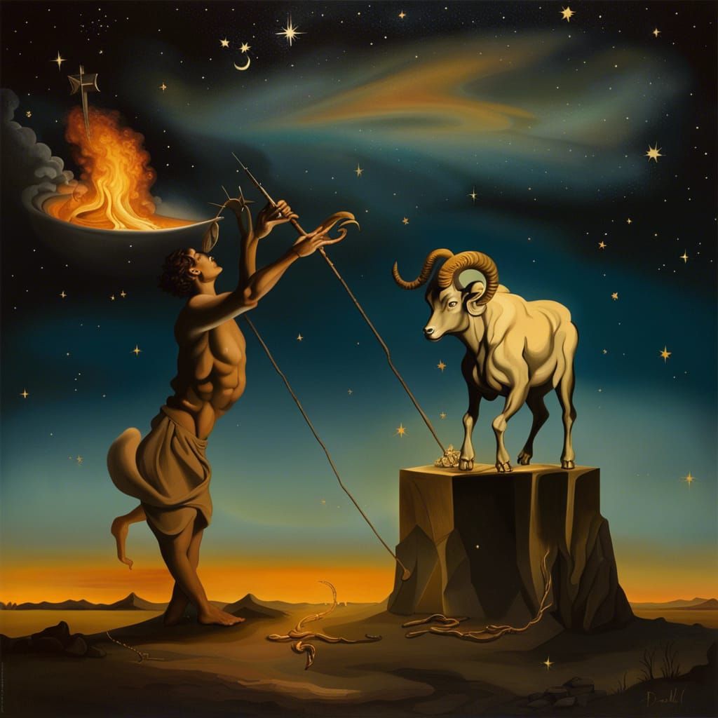 Aries Receives Fire: Surreal Zodiacal Art