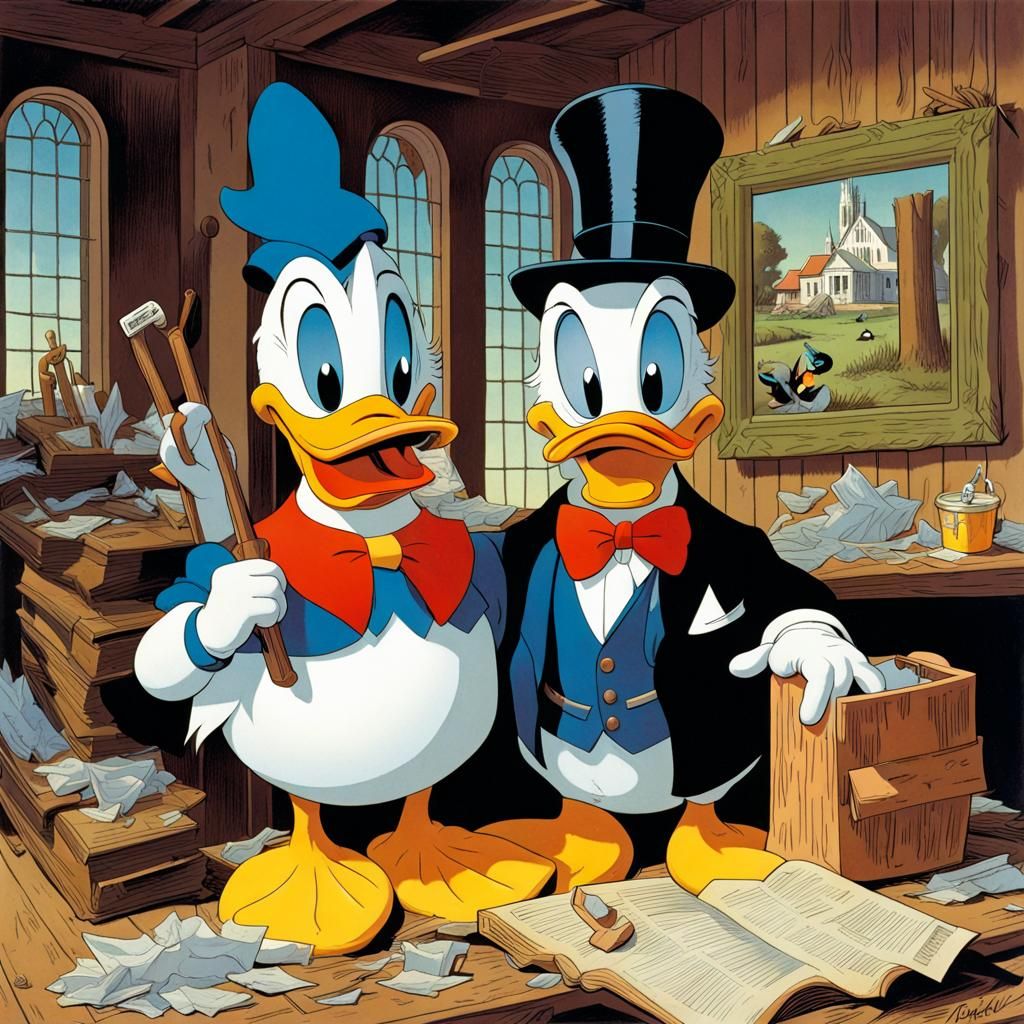 Donald Duck's American Gothic Parody