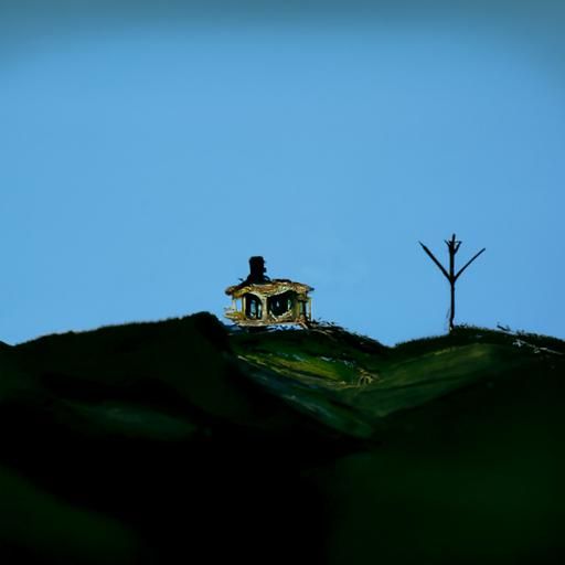 Old House on Hill: Photorealistic Oil Painting