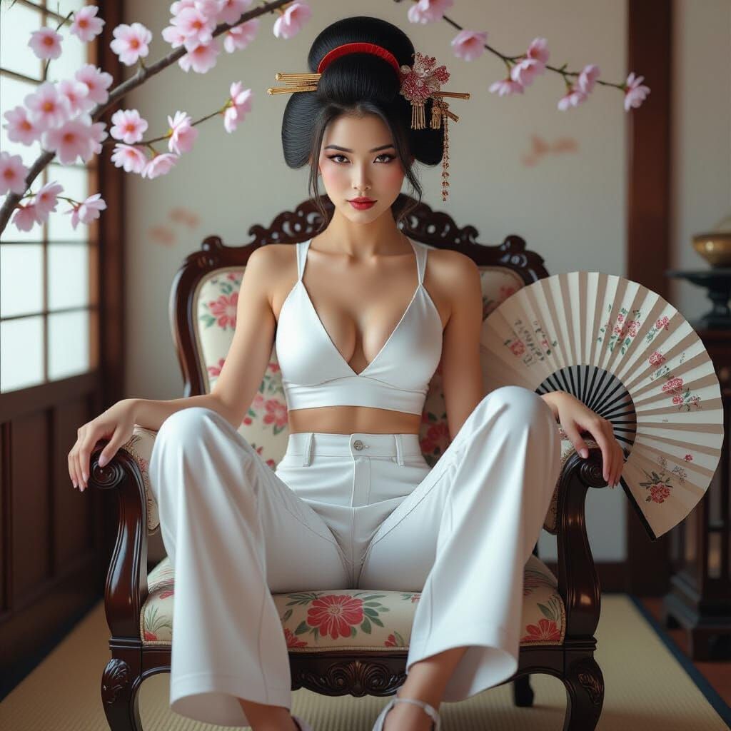 Modern Geisha in Traditional Japanese Setting
